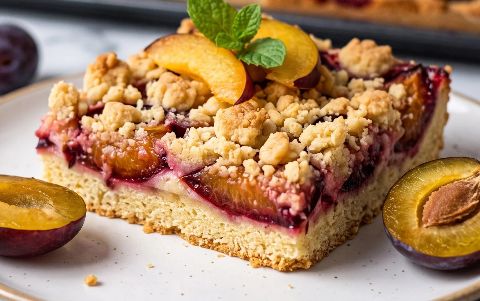 Zwetschgendatschi mit Streusel und Mürbteig vom Blech